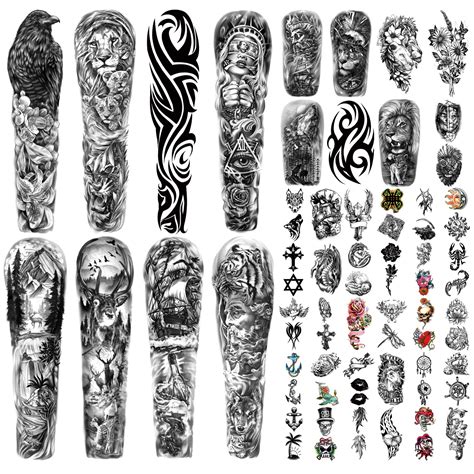 Buy Metuu46 Sheets Full Arm Temporary Tattoos For Men And Women(L22.8 ...