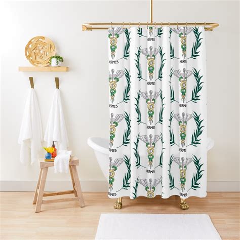 "Hermes Inspired Cabin Symbol" Shower Curtain for Sale by SaintNightshade | Redbubble