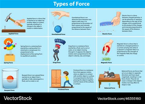 Different types of forces and their effects Vector Image