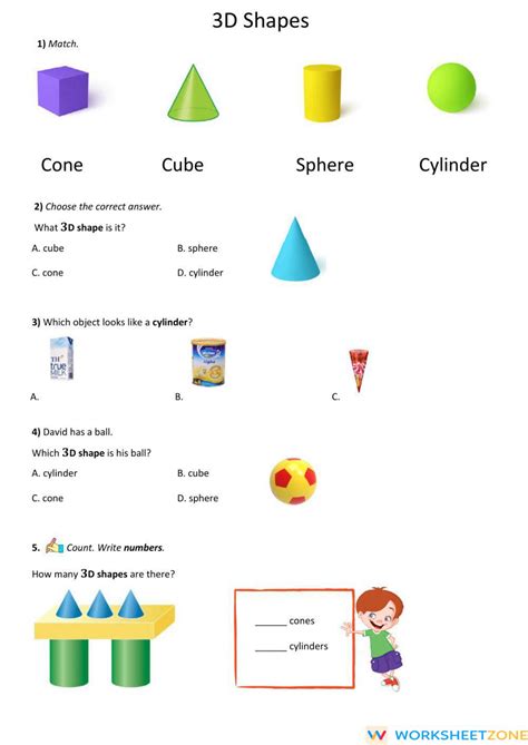 3d shapes grade 1 | Worksheet Zone