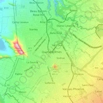 Quatre Bornes topographic map, elevation, terrain