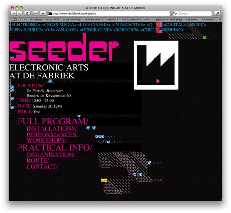 SEEDER/ ELECTRONIC ARTS AT DE FABRIEK | website for SEEDER/ … | Flickr