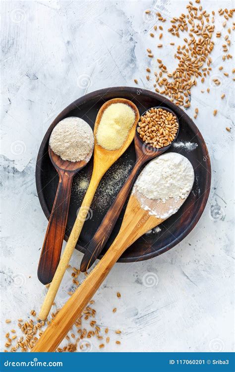 Different Types of Wheat Flour. Stock Image - Image of texture, food: 117060201