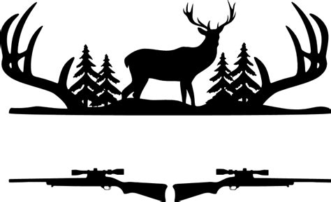 deer hunting monogram frame, rifles - free svg file for members - SVG Heart