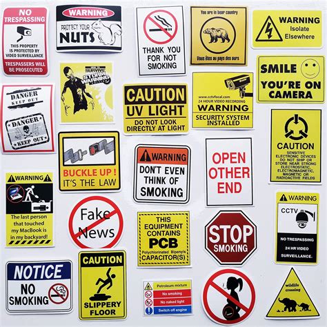 Buy 50Pcs Funny Caution Sticker Prank Warning Decal Joke Danger Stickers Hazard Construction ...