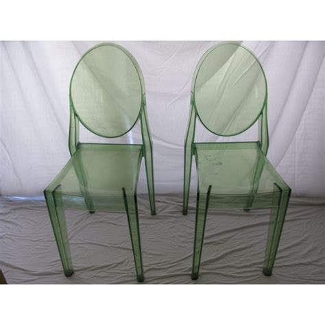 Philippe Starck Ghost Chairs in Green - A Pair | Chairish