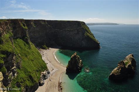 The beach of Western Cove, Portreath, Cornwall; the beach is only ...