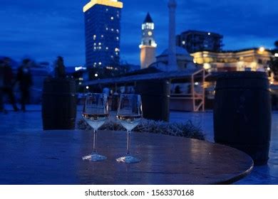 Tirana Albania Two White Wine Glasses Stock Photo 1563370168 | Shutterstock