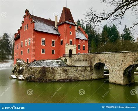 Beautiful Chateau with a Bridge and Frozen Moat during Winter Stock Image - Image of outdoor ...