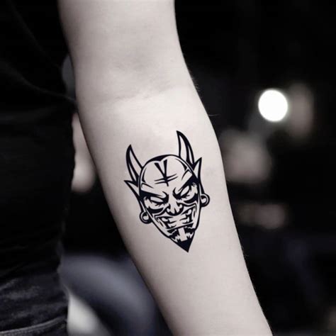 Devil Head Temporary Fake Tattoo Sticker Conjunto de 2 - Etsy España