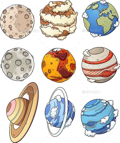 different planets and their names on a white background - miscellaneous objects / objects ...