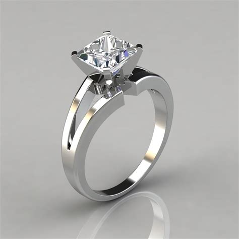 Princess-Cut Split Shank Solitaire Moissanite Engagement Ring