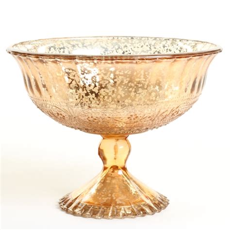 Koyal Wholesale 7-Inch Rose Gold Glass Compote Bowl Pedestal Flower ...