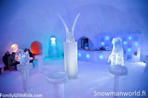 Snowman World, igloo hotel, indoor and ice restaurant, snow activities in Rovaniemi, Finland ...