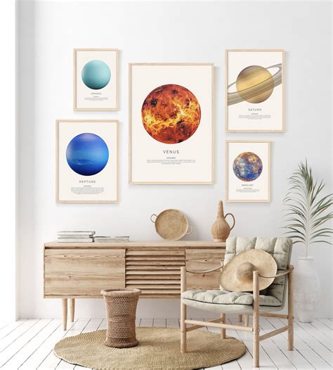 Planet Prints Set of 5 Planet Wall Art Printable Planet - Etsy