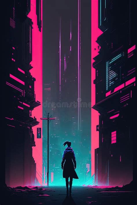 Cyberpunk Style Street in a Dystopian City of the Future. Generative AI ...