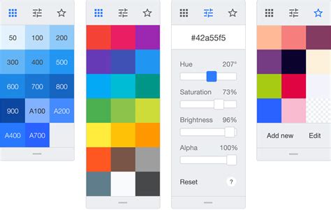 Material color picker on vanilla js