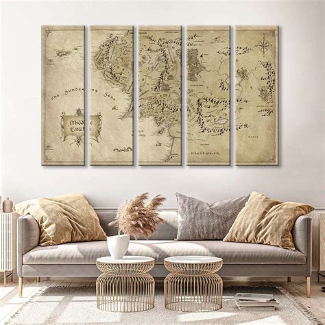 Middle Earth Canvas Print Lord of Rings Map Wall Art Map - Etsy