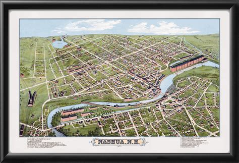 Nashua NH 1875 Restored Map | Vintage City Maps