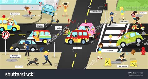 Infographic accidents, injuries, danger and safety on traffic road ...