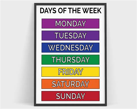 Days Of The Week Printable Chart