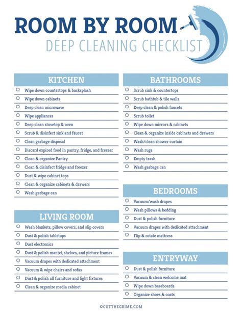 FREE Printable | Deep Cleaning Checklist - Cut the Grime