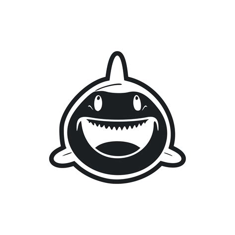 Black and white Simple logo with an adorable Cheerful shark. 19979043 ...