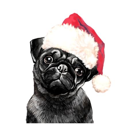 Christmas Black Pug - Pug - Tapestry | TeePublic