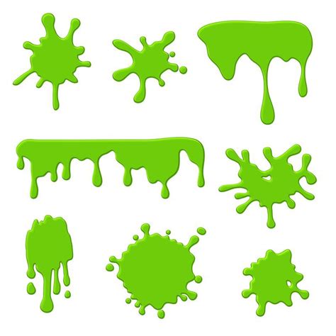 Green slime. Goo spooky dripping liquid, blots and splashes. Border fo By Microvector ...