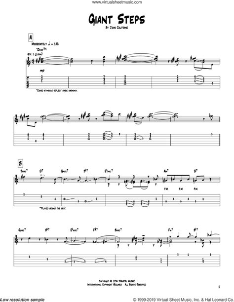 Giant Steps sheet music for guitar (tablature) (PDF)