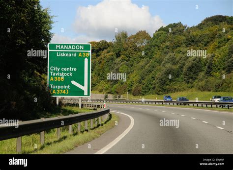 The A38 trunk road Devon Expressway as it heads around Plymouth towards ...