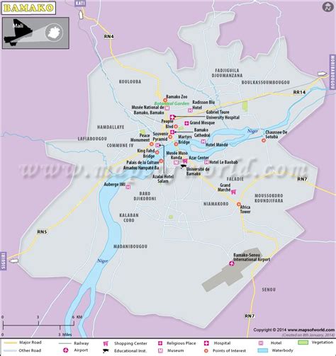 Bamako Map | Map of Bamako | Map, Location map, Bamako