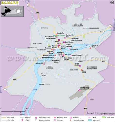 Bamako Map | Map of Bamako | Map, Location map, Bamako