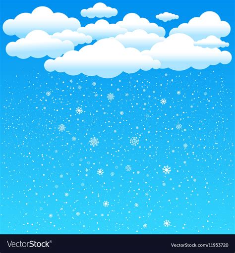 Cartoon clouds snow falls Royalty Free Vector Image