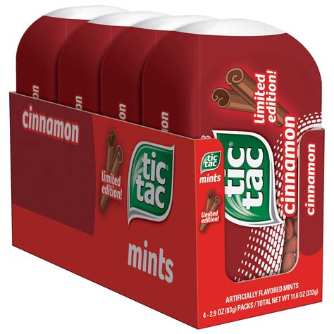 Tic Tac Cinnamon Flavored Mints 3.4 Oz - On-The-Go Refreshment | Bulk 4 ...