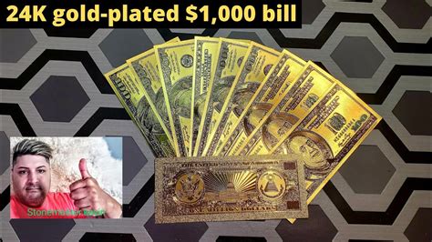 24- k gold plated $1,000 bill plus hundred dollar bills must watch ...