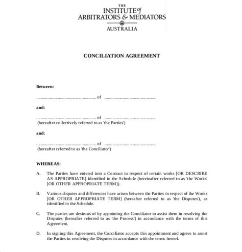 Conciliation Agreement - 6+ Examples, Format, How to Create, Pdf