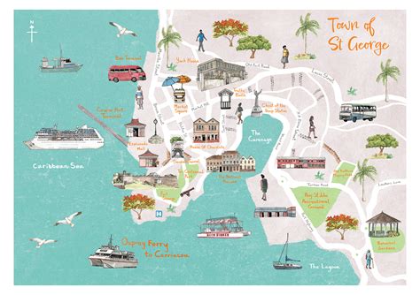 St.George Grenada - Illustrated Map on Behance