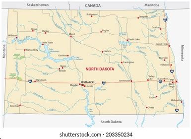 North Dakota Road Map Stock Vector (Royalty Free) 203350234 | Shutterstock