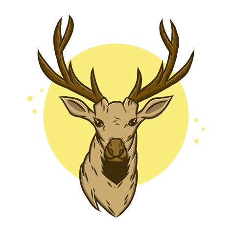 Deer Head Cartoon Vector Illustration. Horns Deer Vintage Mascot Logo. Reindeer Animal Symbol ...