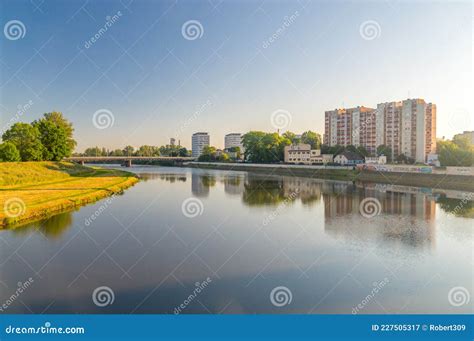 Oder River in City Center of Opole in the Morning. Oder is a River in ...