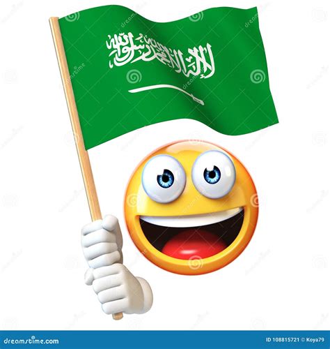 Emoji Holding Saudi Arabia Flag, Emoticon Waving National Flag 3d ...