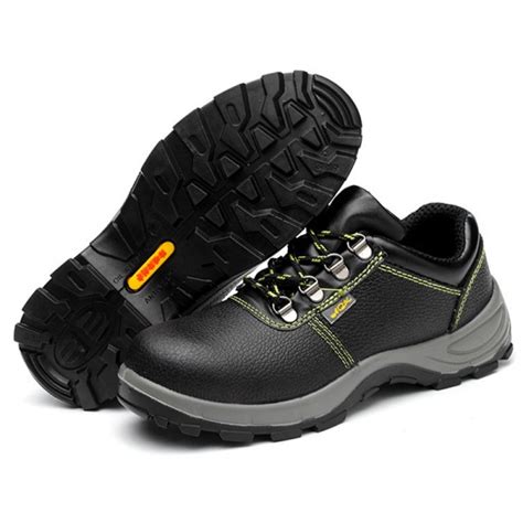 Anti-Smashing Steel Toe PU Sole Anti-Puncture Work Safety Shoes Black ...