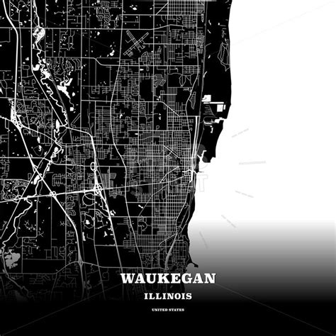 Waukegan, Illinois, USA map | Map poster, Poster template, Waukegan