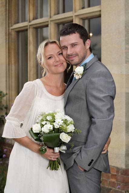 Janine and Ryan played by Charlie Brooks and Neil McDermott. | Eastenders, Wedding dresses, Charlie