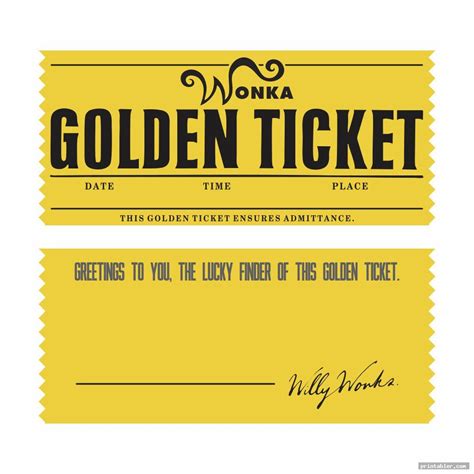 Editable Printable Wonka Golden Ticket - Gridgit.com