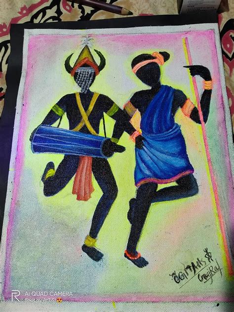 Bastar Tribal Dance Painting by Gujral singh Baghel - Fine Art America