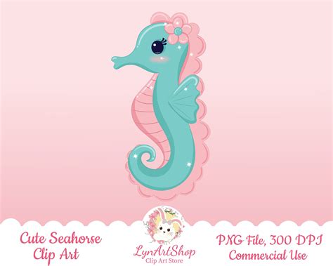 Seahorse Clip Art Set Cute Seahorse Clipart Little Seahorse | Etsy ...