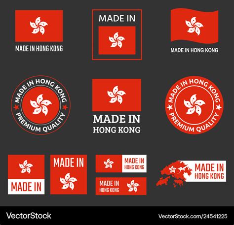 Made in hong kong labels set product emblem Vector Image