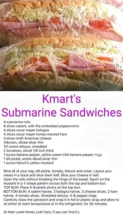 KMart Submarine Sandwiches | Best sandwich recipes, Sub sandwiches ...